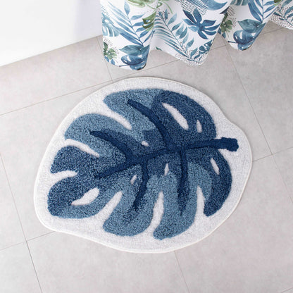 Blue Palm Bath Rug