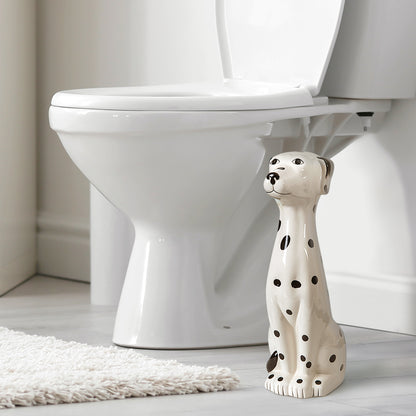 Dalmatian 2-Piece Ceramic Toilet Brush Holder with Plastic Brush Set