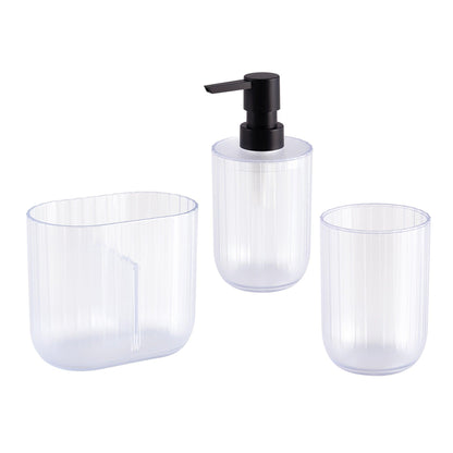 Kaliman 3-Piece Frosted Bathroom Accessory Set, Clear - Allure Home Creation