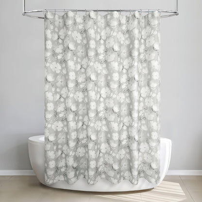 Monotone Floral Grey Shower Curtain - Allure Home Creation