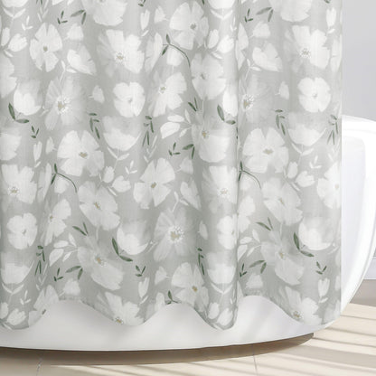 Monotone Floral Grey Shower Curtain - Allure Home Creation