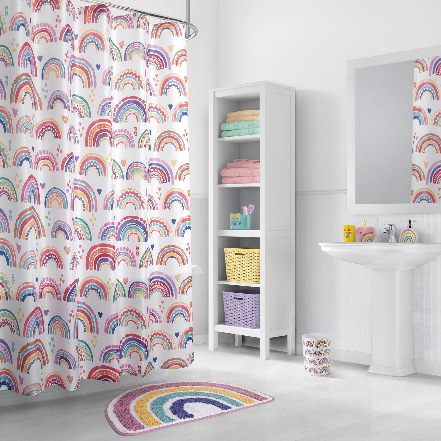 Rainbow Hearts 3-Piece Bathroom Accessory Set