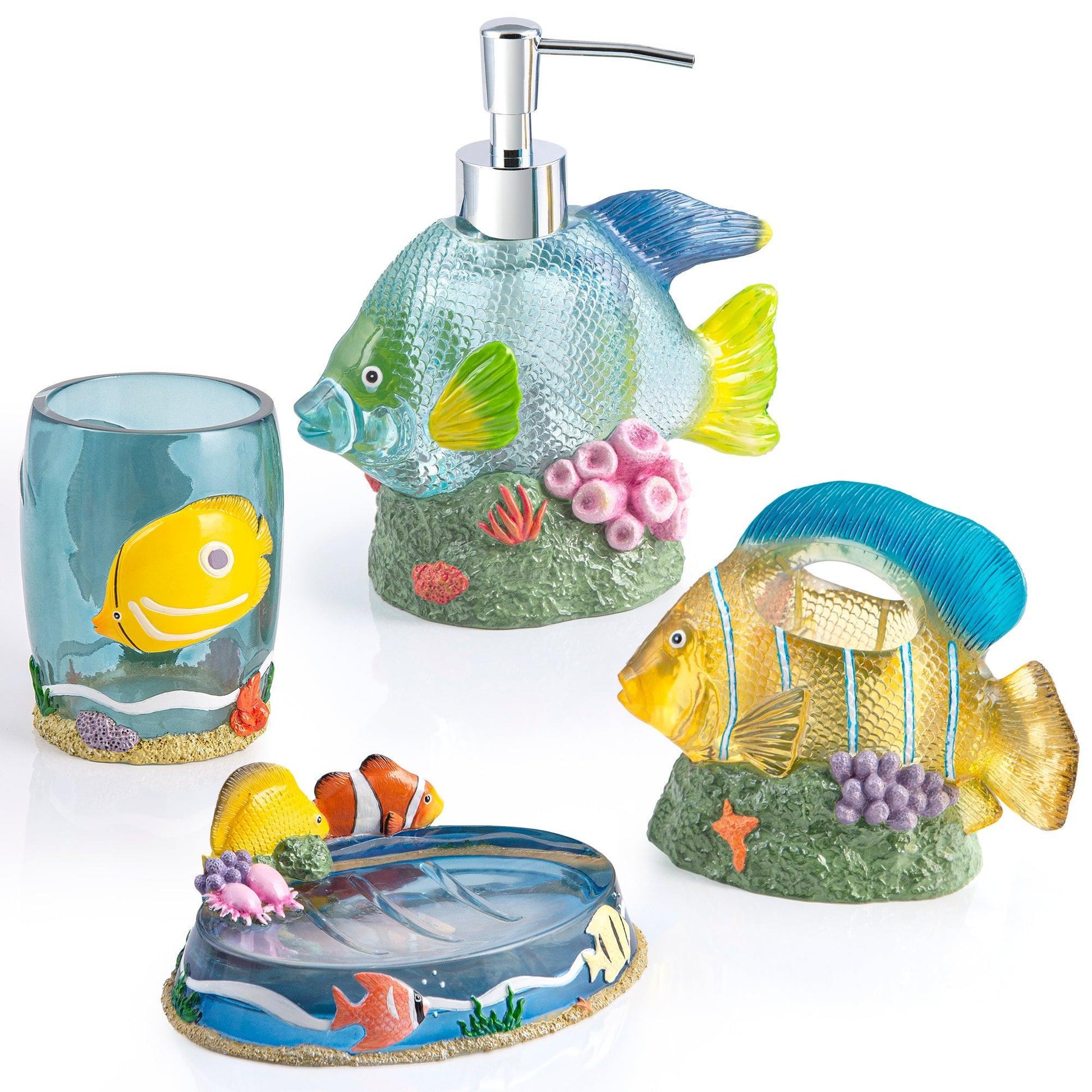 Under the Sea Resin 4-Piece Bathroom Accessory Set - Allure Home Creation