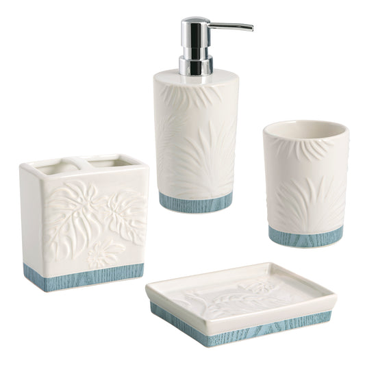 Blue Palm 4-Piece Bathroom Accessory Set