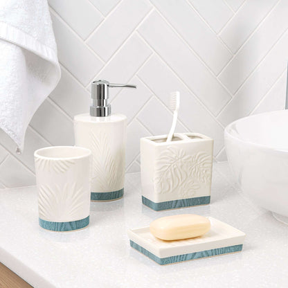 Blue Palm 4-Piece Bathroom Accessory Set