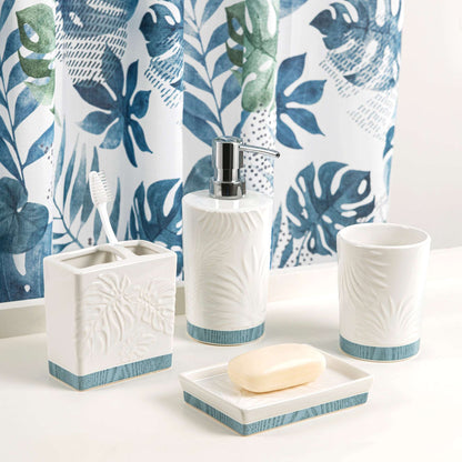 Blue Palm 4-Piece Bathroom Accessory Set