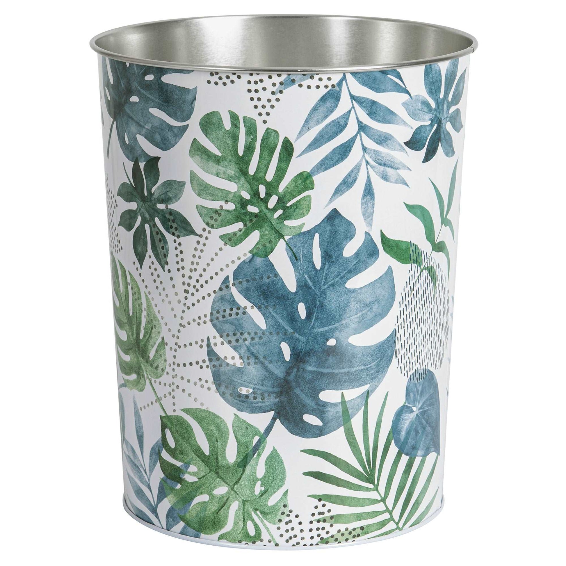 Blue Palm Wastebasket