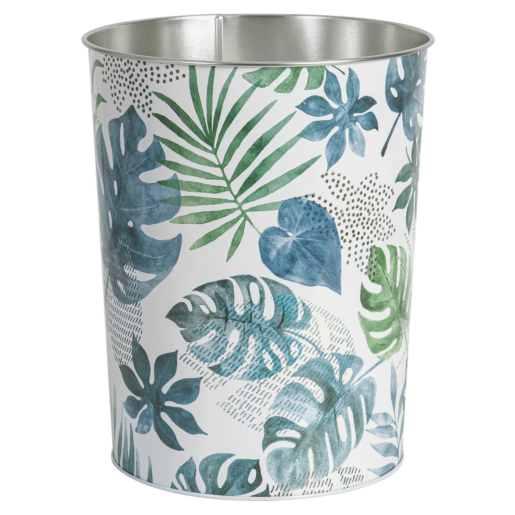 Blue Palm Wastebasket