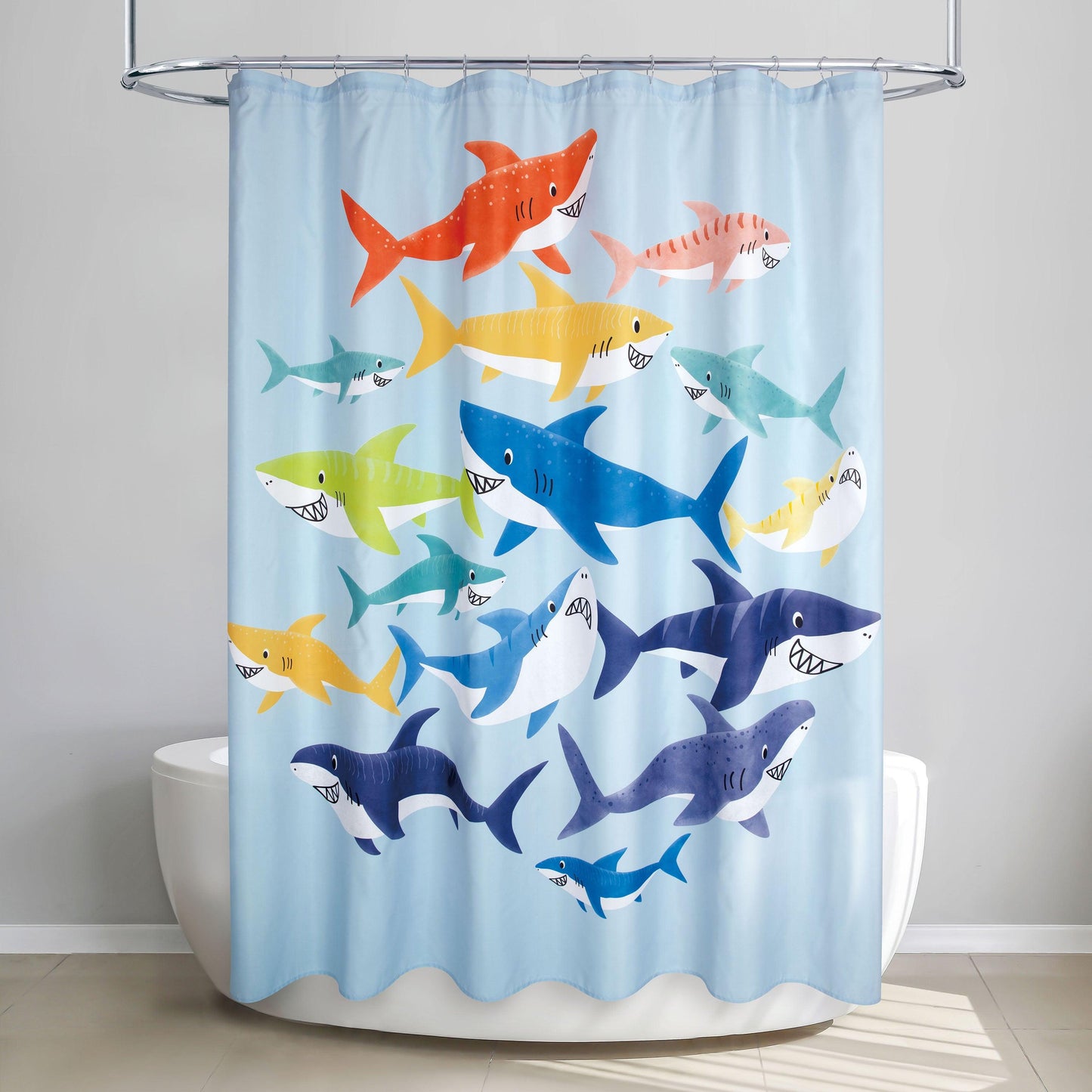 Colorful Sharks Shower Curtain - Allure Home Creation