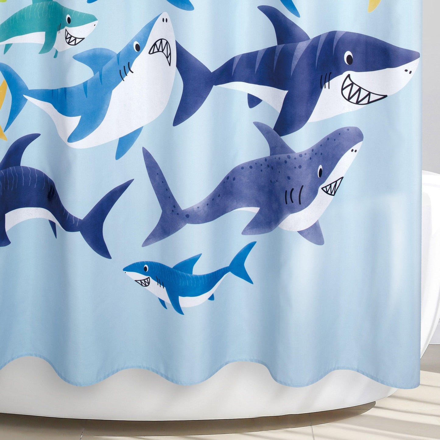 Colorful Sharks Shower Curtain - Allure Home Creation