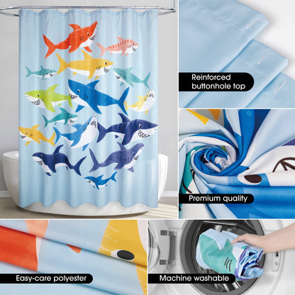 Colorful Sharks Shower Curtain - Allure Home Creation