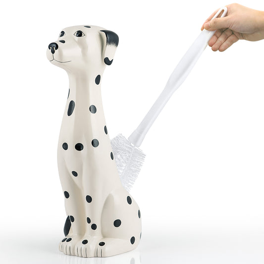 Dalmatian 2-Piece Ceramic Toilet Brush Holder with Plastic Brush Set