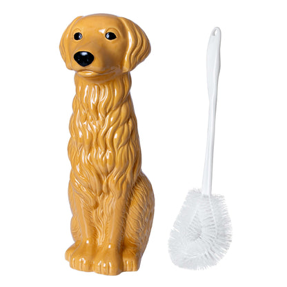 Golden Retriever Toilet Brush Holder and Brush Set