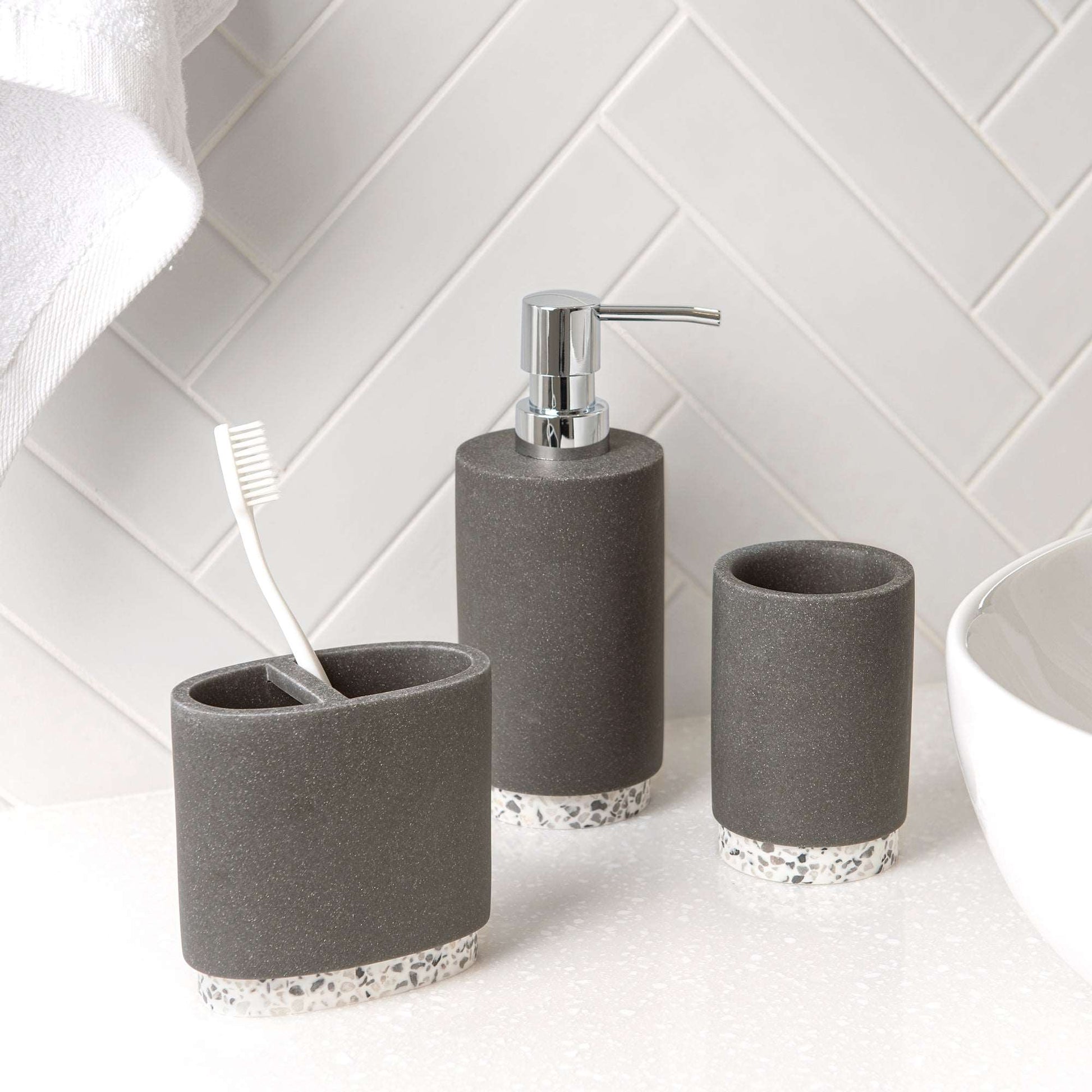 Marcello Stone 3-Piece Bathroom Accessory Set