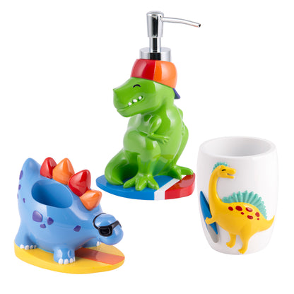 Surfin' Dino 3-Piece Bathroom Accessory Set