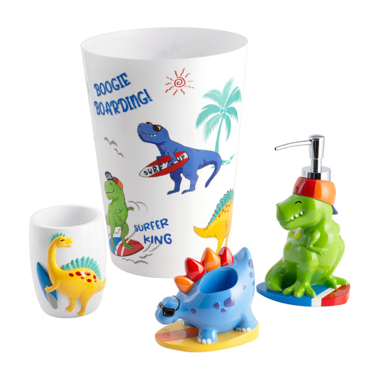 Surfin' Dino 4-Piece Bathroom Accessory Set