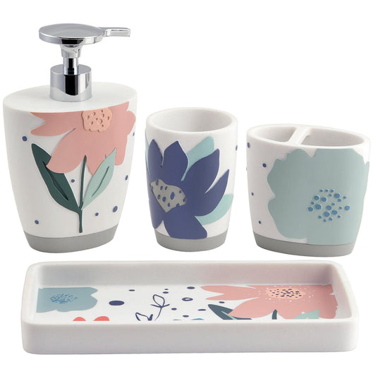 Summer Flower 4-Piece Bathroom Accessory Set - Allure Home Creation