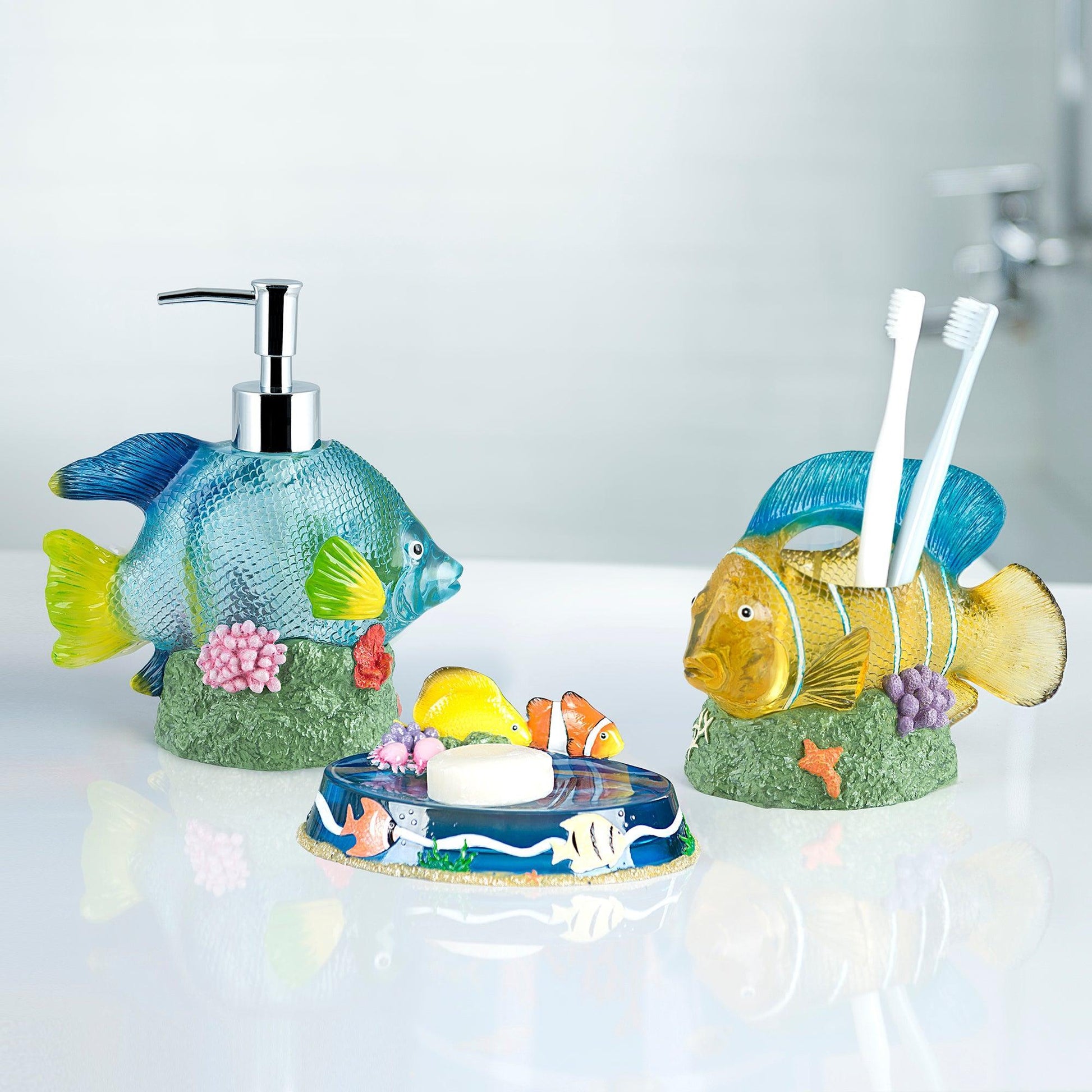 Under The Sea Fish 3-Piece Bathroom Accessory Set - Allure Home Creation